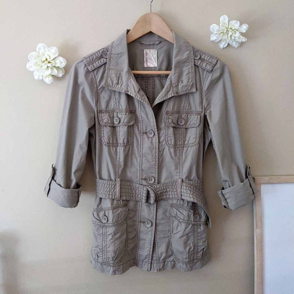 SMART SET grey-green cargo utility jacket